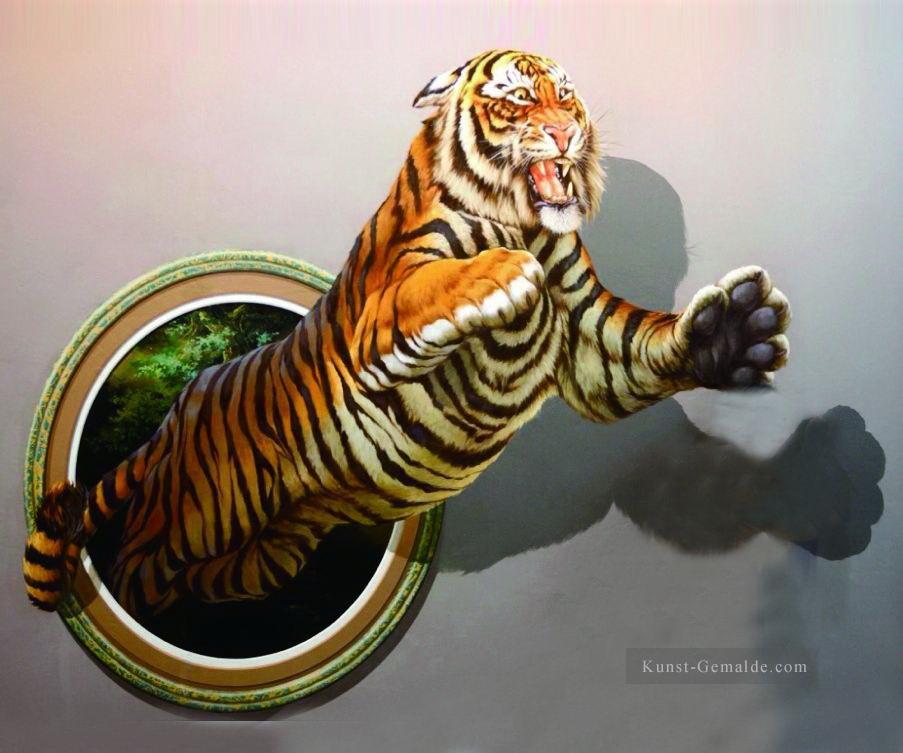Tiger knurrt 3D  Ölgemälde